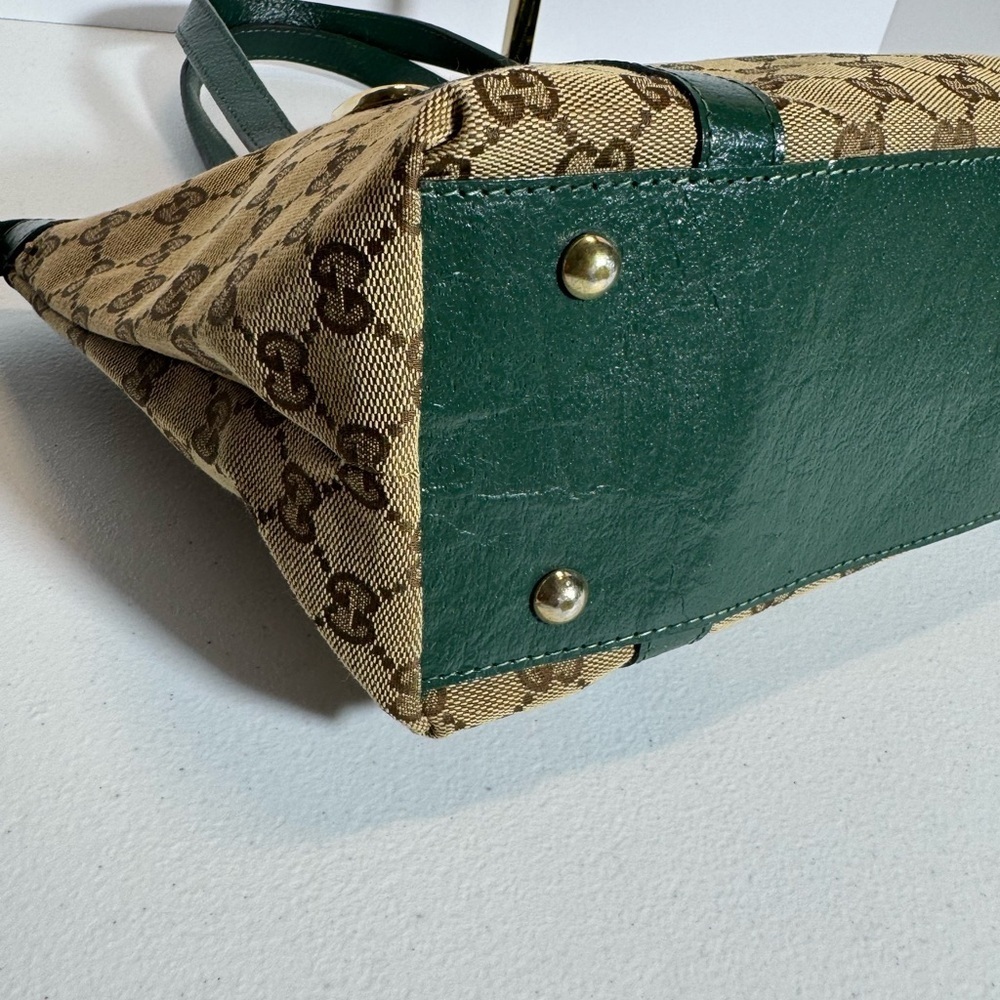 Gucci Brown and Green GG Monogram Tote - Picture 9 of 16